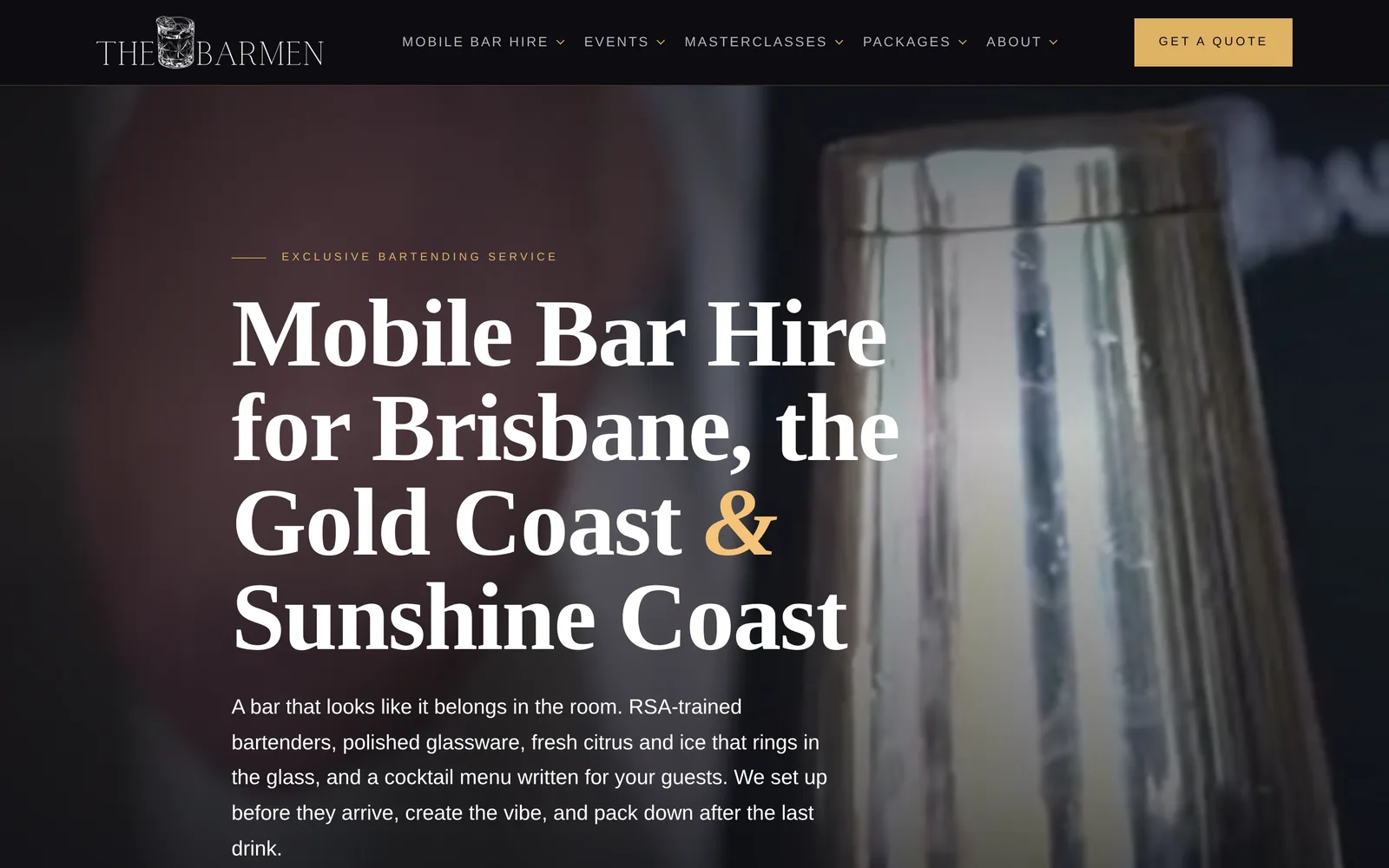 The home page of The Barmen's new website