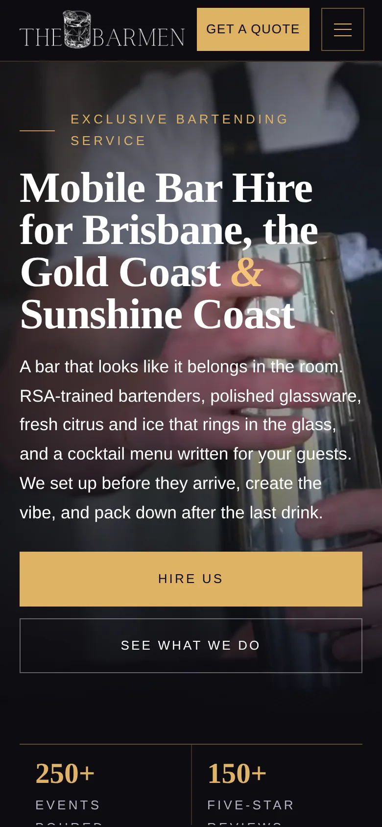 The Barmen home page on a phone